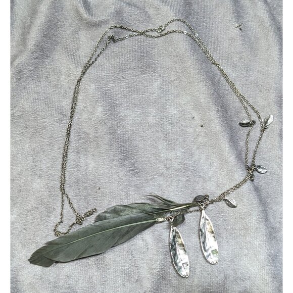 Bohemian Festival Ready Real Feather And Silver Tone Charm Wrap Necklace - Picture 5 of 5